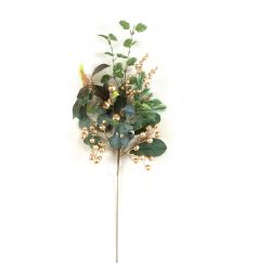 86cm Pick With Gold Berry & Green Leaves
