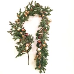 150cm Pine Garland With Gold Berry &  Bauble 
