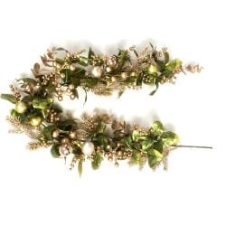 150cm Gold Berry & Bauble Garland With Leaves