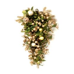 66cm Gold Berry & Bauble Tear Drop With Leaves
