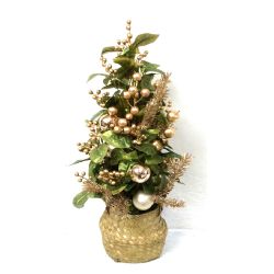 61cm Gold Berry & Bauble Pot Tree With Leaves