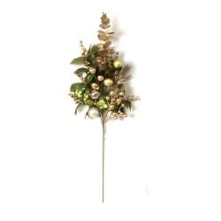 91cm Gold Berry & Bauble Pick With Leaves