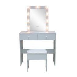 Poppy 2 Drawer Dressing Table With Lit Mirror and Stool
