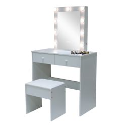 Poppy 2 Drawer Dressing Table With Lit Mirror and Stool