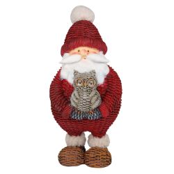Red Santa Holding Owl 28cm