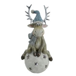 Reindeer With Ball On Stand 24cm