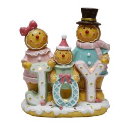 Gingerbread Family with Joy Sign 20cm