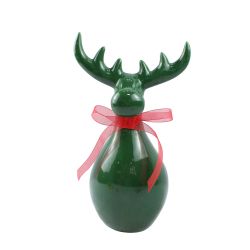 Reindeer With Red Bow 27cm Green