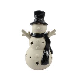 Snowman Black Hat And Scarf 18cm