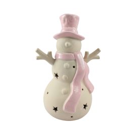 Snowman Pink Hat And Scarf 22cm