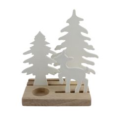 Tealight Holder Trees Wooden 19cm White