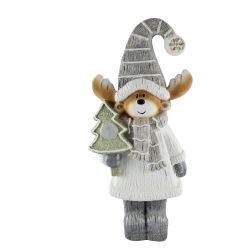 Reindeer With Led Tree 53cm Grey