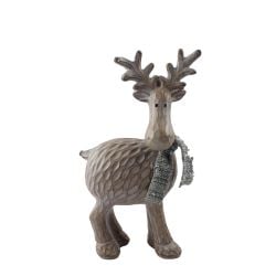 Reindeer With Green Scarf 22cm Brown