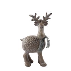 Reindeer With Green Scarf 22cm Brown