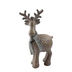 Reindeer With Green Scarf 30cm Brown