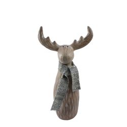 Reindeer With Green Scarf 26cm Brown