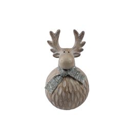 Reindeer With Green Scarf 23cm Brown