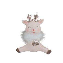 Sitting Deer 16cm Pink
