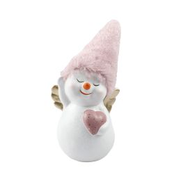 Snowman With Pink Hat 17cm