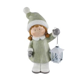 Girl Holding Lantern 40cm Green