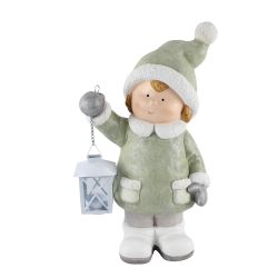 Boy Holding Lantern 40cm Green