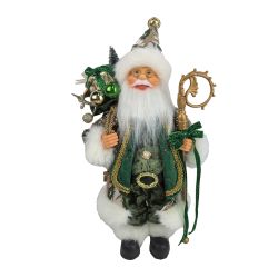 Sitting Santa 40Cm Pink Green/Gold