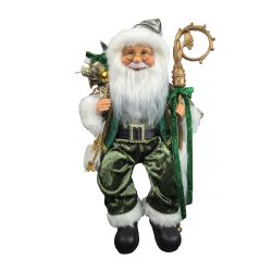 Standing Santa 30Cm Green/Gold