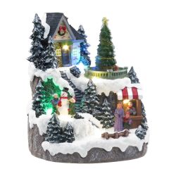 Village Scene With Fibre Optic River 25cm