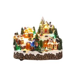 Village LED Scene Rotating Train with Music 27cm
