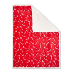 Candy Cane Throw with Sherpa Red
