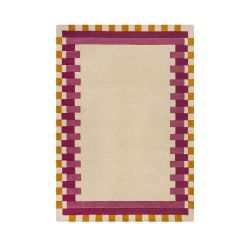 Kai Wool Border Pink Yellow 120X170
