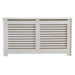 Horizontal Slat Large Radiator Cover White FSC