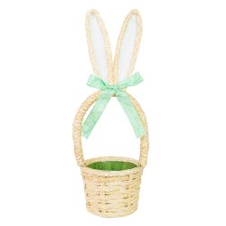 Basket with Rabbit Ears Green Bow
