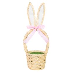 Basket with Rabbit Ears Pink Bow
