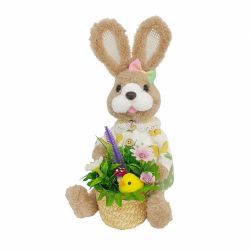 Sitting Rabbit With Basket Green