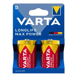 Varta D Longlife Max Power LR20 Alkaline Battery D Pack of 2