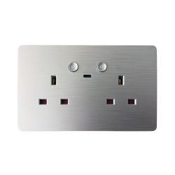 Smart WiFi Twin Socket 13A & 2.1A Micro USB, Silver Body, APP & Voice Control