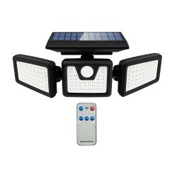 Solar Powered 3 Heads LED Wall Light with Motion Sensor & Remote