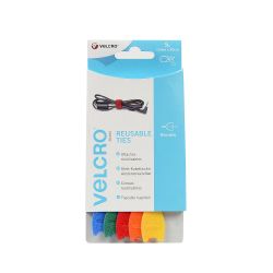 VELCROBrand ONE-WRAP Reusable Ties, 12 mm x 20 cm - Multi-Colour, Pack of 5