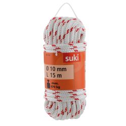 Pp Rope Double Braided, White/Red 10Mm,  15M