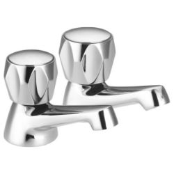 Pair 1/2" Crown C.P. Basin Taps