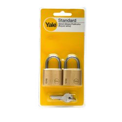 Yale 40mm Brass Padlock pack of 2
