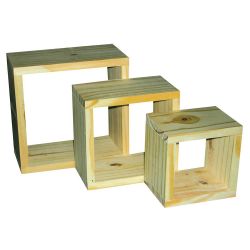 Pc1 Core Natural Wood Set Of 3 Wall Cubes (220/180/140X100Mm)