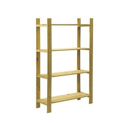 Home 4 Shelf Slatted Natural Wood Storage Unit (120cm x 80cm)