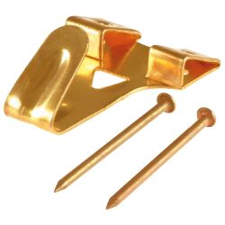 Picture Hook Brass Plated 3/2 Holes 31X20