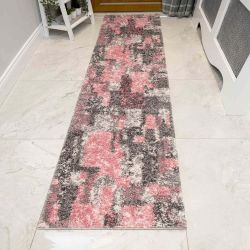 Murano Cubic Blush Runner Rug - 60cm x 240cm