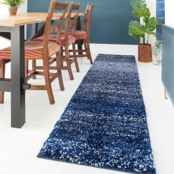 Murano Navy Stripe Runner Rug - 60cm x 240cm