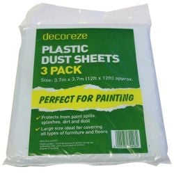 Basics 3 pack 3.7mx3.7m Plastic Dustsheets