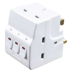 13A 3 Way Fused Individually Switched Adaptor With Power Indicators