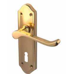 Basta Sherborne Door Handle Lever on Plate Brass
